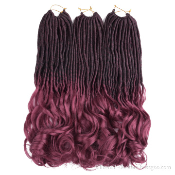 22 Inch Long Straight Goddess Locs With Curly Ends for Black Women Synthetic Goddess Faux Locs Crochet Braiding Hair Extensions